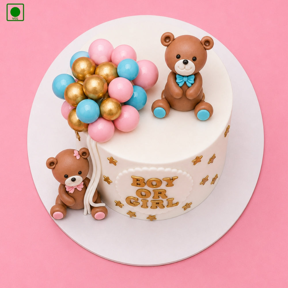 Teddy Bear Gender Reveal Cake - Gurgaon, Delhi & Noida