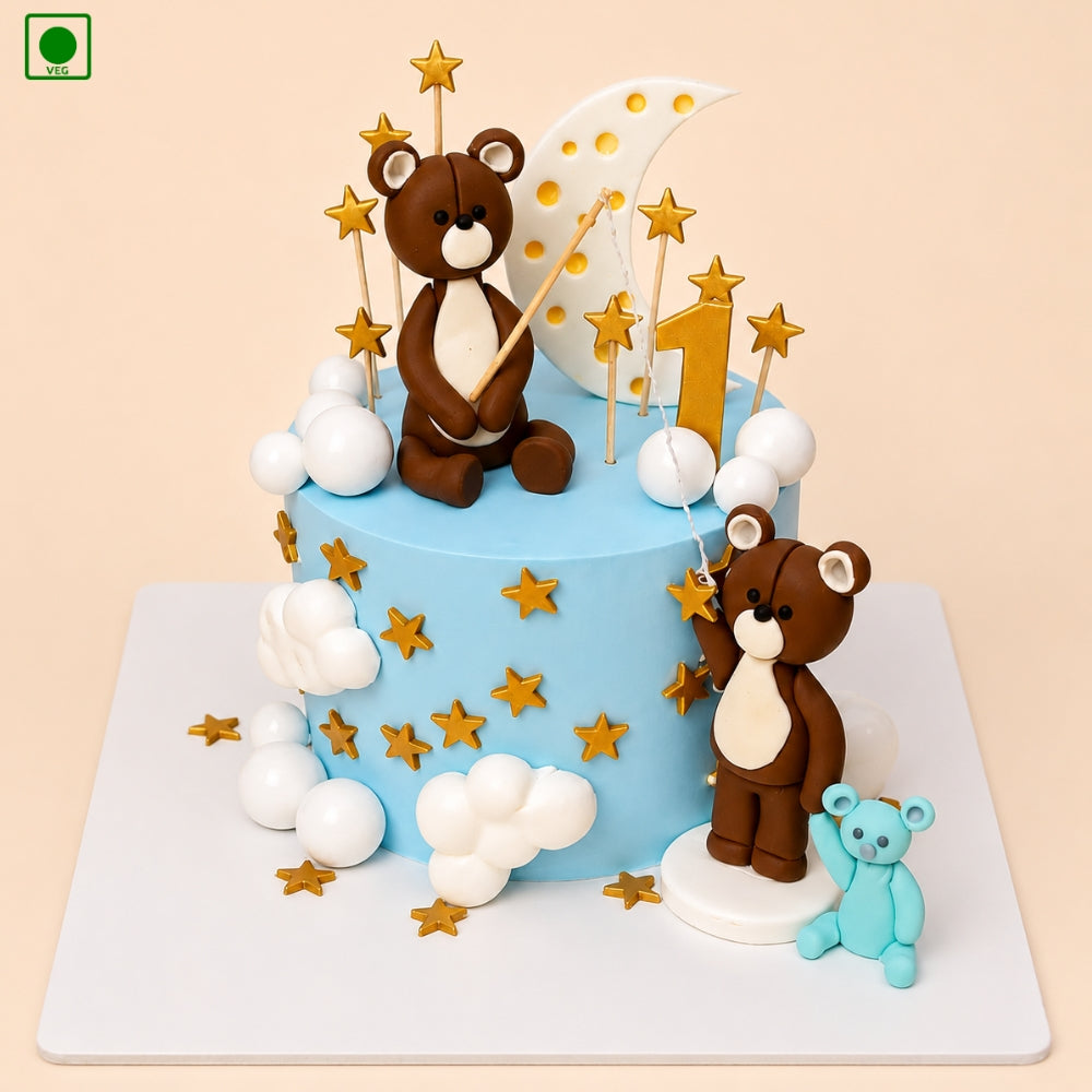 Teddy Bear Moon Cake - Gurgaon, Delhi & Noida