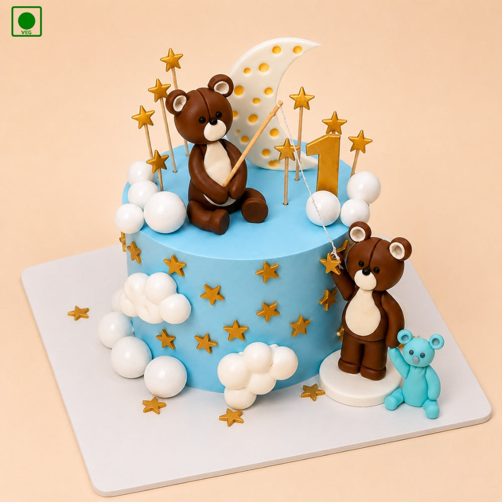 Teddy Bear Moon Cake - Gurgaon, Delhi & Noida