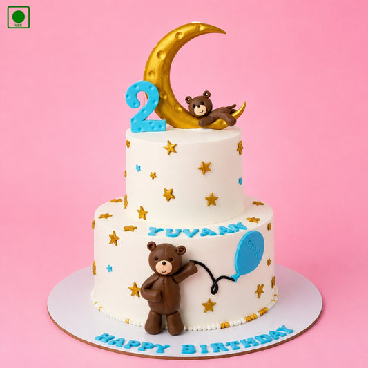 Teddy Bear Moon & Stars Cake – Gurgaon, Delhi & Noida