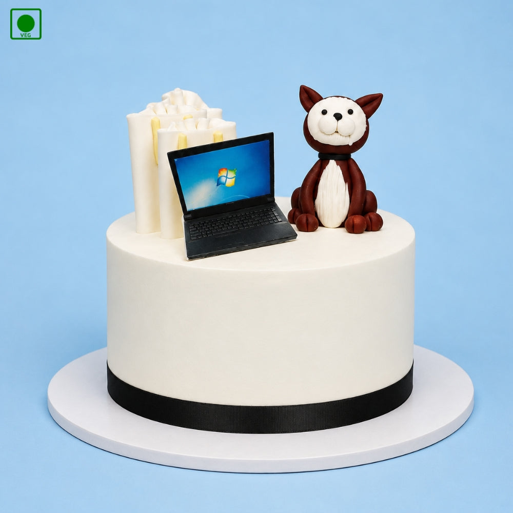 Teddy Laptop Theme Cake - Gurgaon, Delhi & Noida