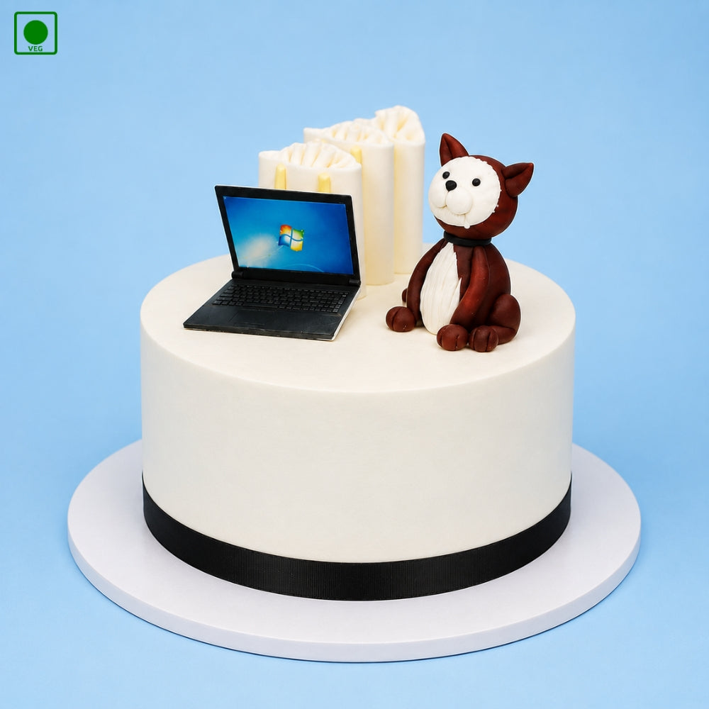 Teddy Laptop Theme Cake - Gurgaon, Delhi & Noida