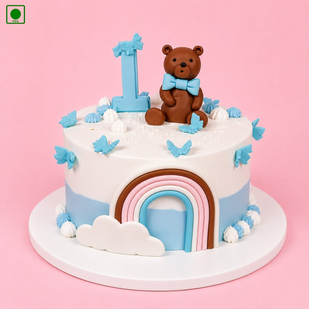 Teddy Rainbow Butterfly Cake - Gurgaon, Delhi & Noida