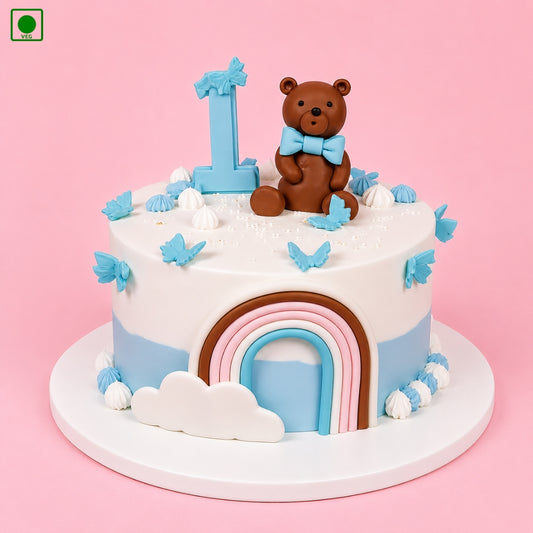 Teddy Rainbow Butterfly Cake - Gurgaon, Delhi & Noida