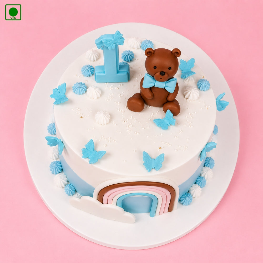 Teddy Rainbow Butterfly Cake - Gurgaon, Delhi & Noida