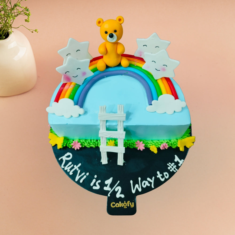 Teddy Rainbow Half Cake Gurgaon & Delhi NCR | Cakofy