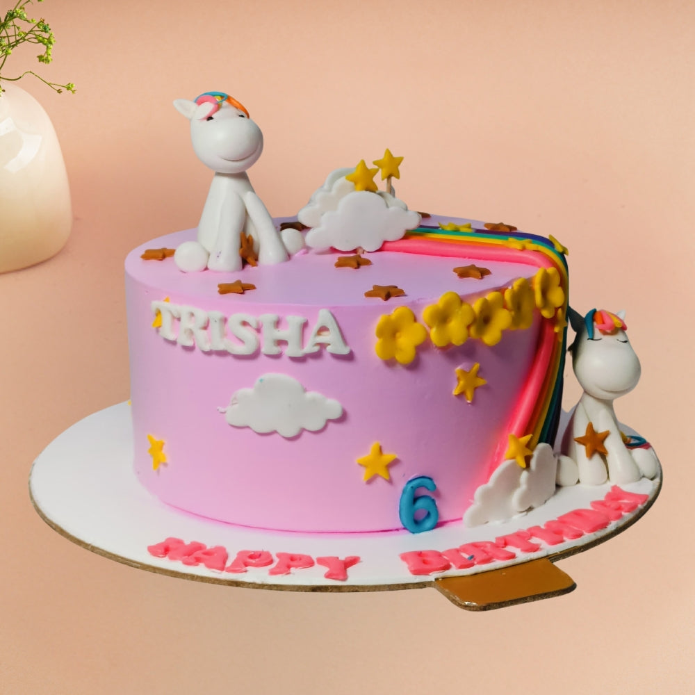 Twin Unicorn Theme Cake – Gurgaon & Delhi NCR | Cakofy