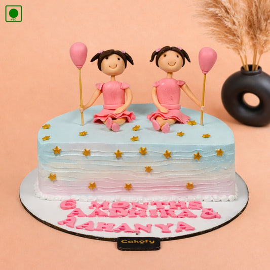 Twins Girl Half Cake - Gurgaon & Delhi NCR | Cakofy