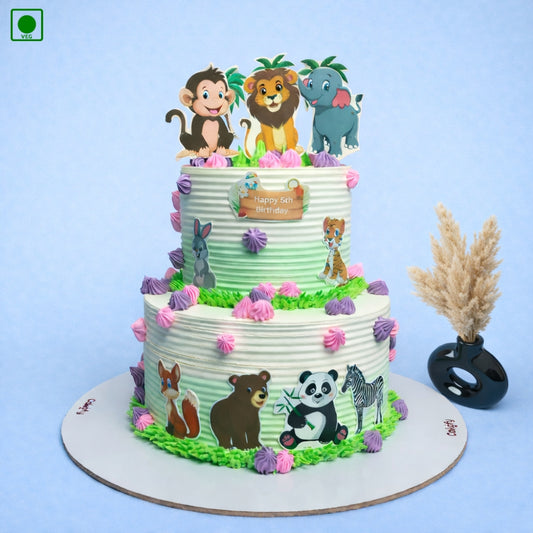 Two-Tier Jungle Safari Cake - Gurgaon & Delhi NCR | Cakofy