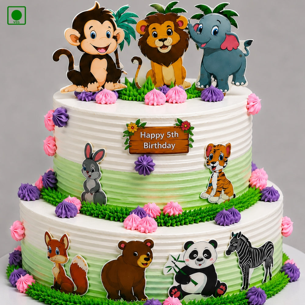 Two-Tier Jungle Safari Cake - Gurgaon, Delhi & Noida