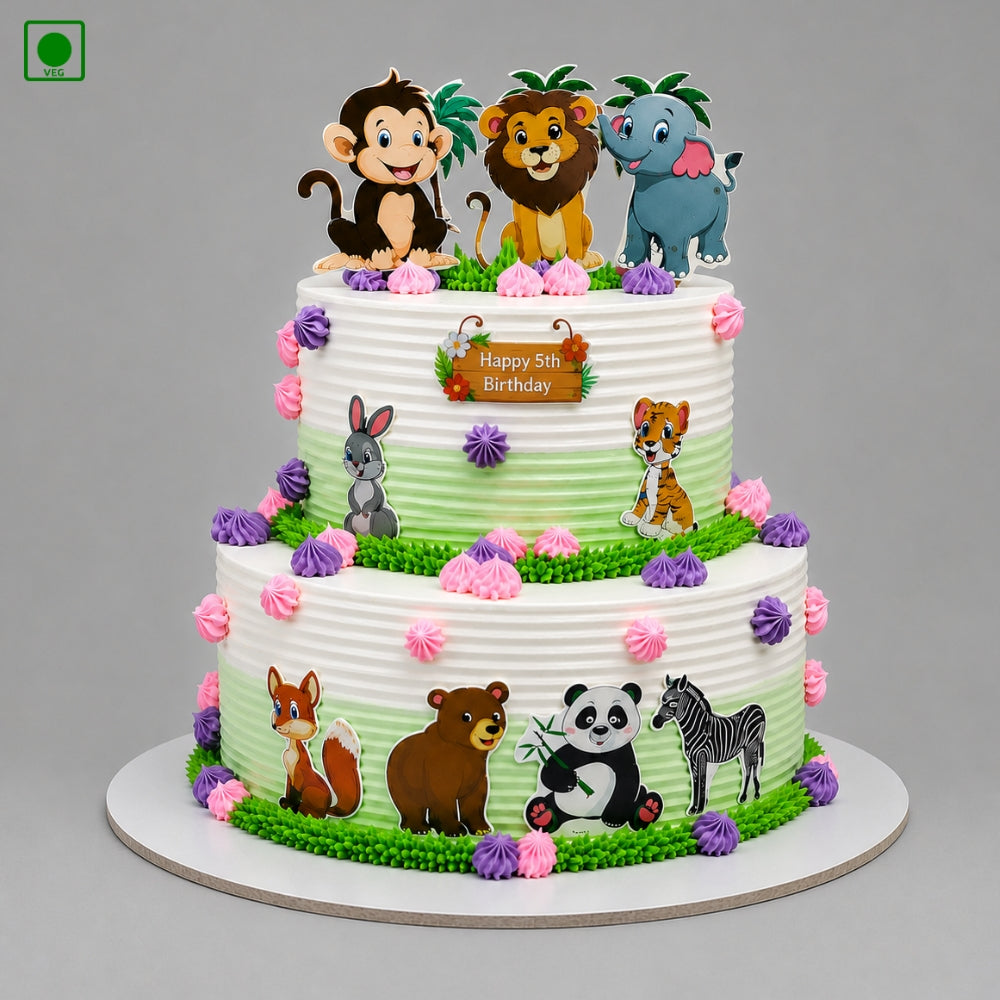 Two-Tier Jungle Safari Cake - Gurgaon, Delhi & Noida