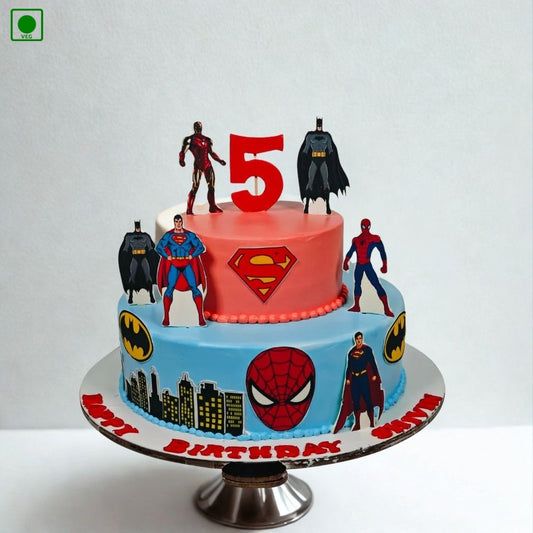 Two-Tier Superhero Theme Cake - Gurgaon, Delhi & Noida