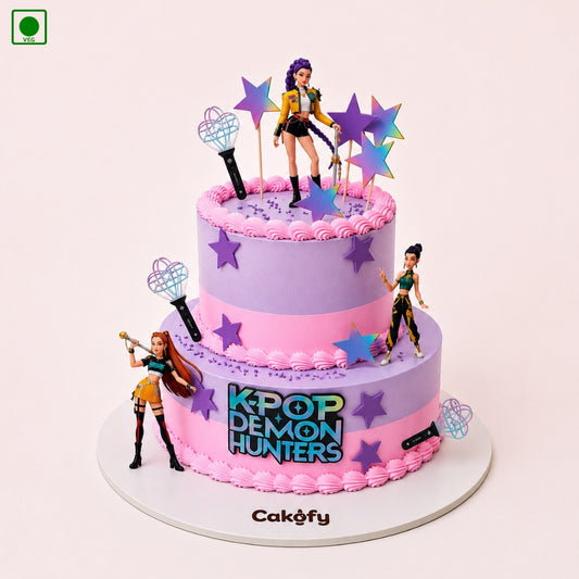 Two Tier K-Pop Theme Cake - Gurgaon, Delhi & Noida
