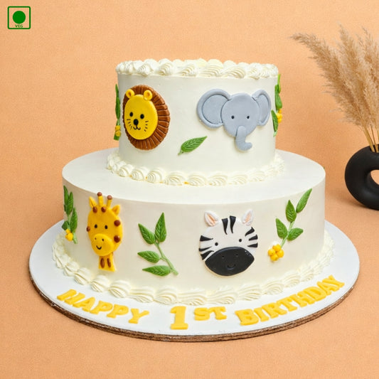 Two Tier Safari kids Cake – Gurgaon & Delhi NCR | Cakofy