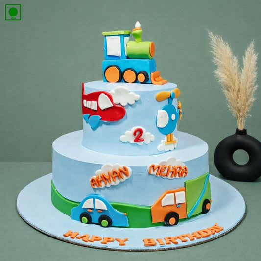 Two Tier Vehicle Theme Cake - Gurgaon & Delhi NCR | Cakofy