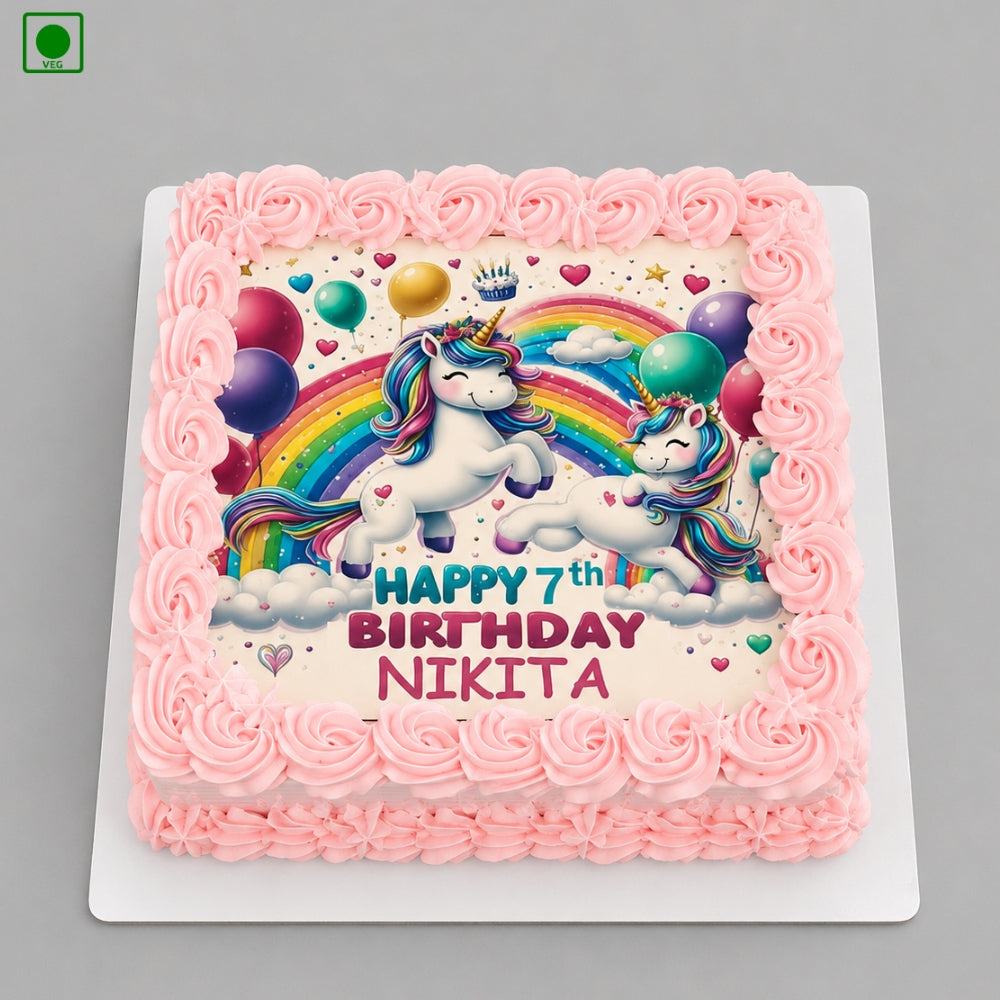 Unicorn Rainbow Photo Cake - Gurgaon, Delhi & Noida
