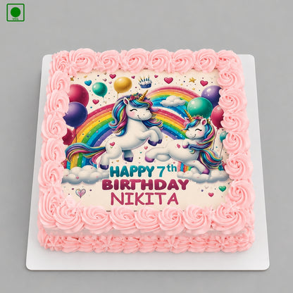 Unicorn Rainbow Photo Cake - Gurgaon, Delhi & Noida