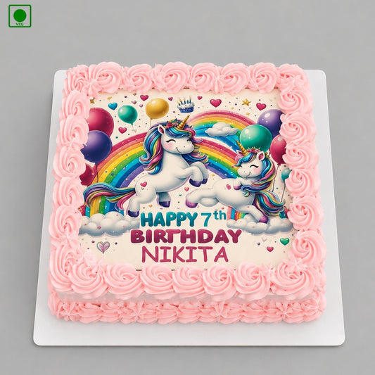 Unicorn Rainbow Photo Cake - Gurgaon, Delhi & Noida