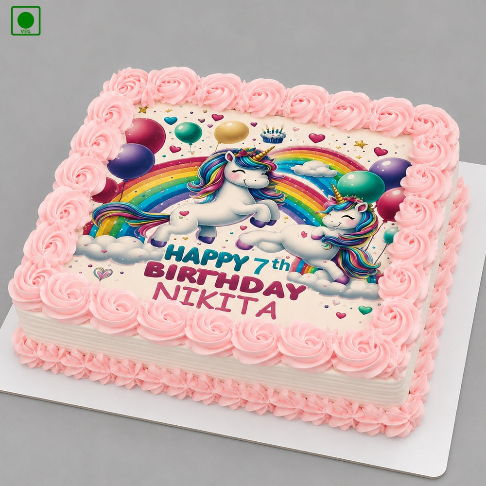 Unicorn Rainbow Photo Cake - Gurgaon, Delhi & Noida