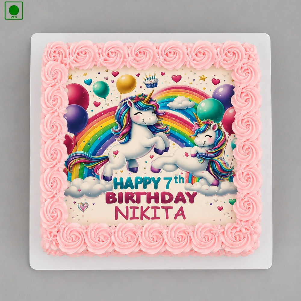 Unicorn Rainbow Photo Cake - Gurgaon, Delhi & Noida