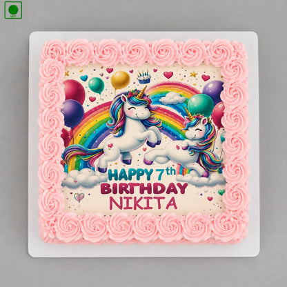 Unicorn Rainbow Photo Cake - Gurgaon, Delhi & Noida