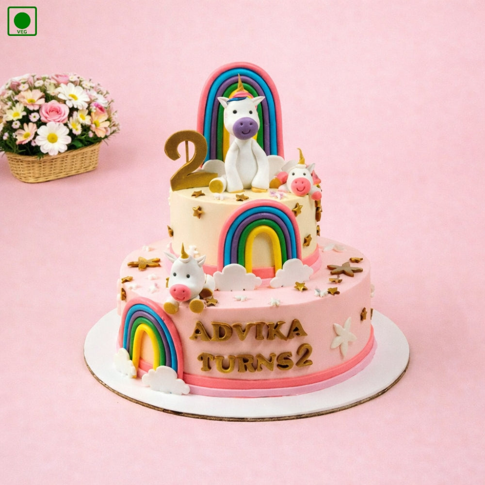 Unicorn Rainbow Theme Birthday Cake - Gurgaon & Delhi NCR | Cakofy