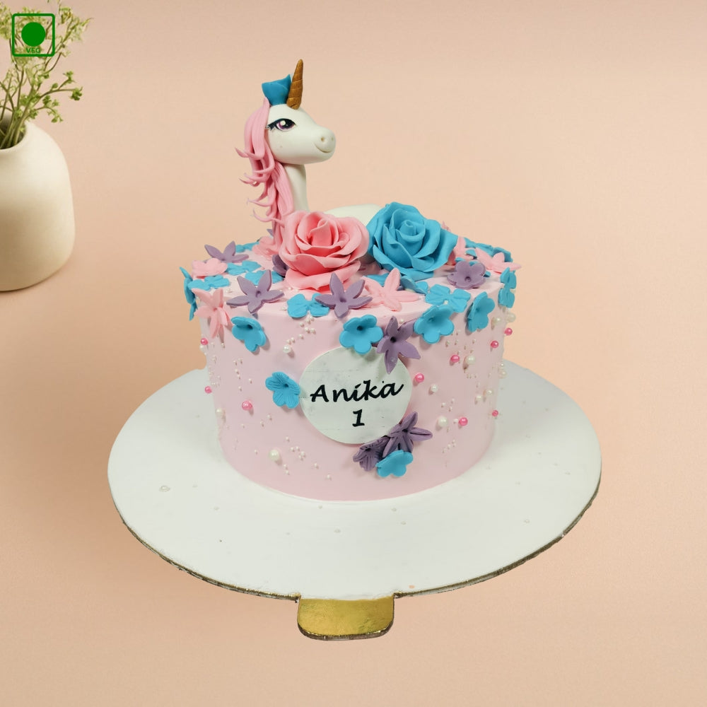Unicorn Floral Theme Cake - Gurgaon & Delhi NCR | Cakofy