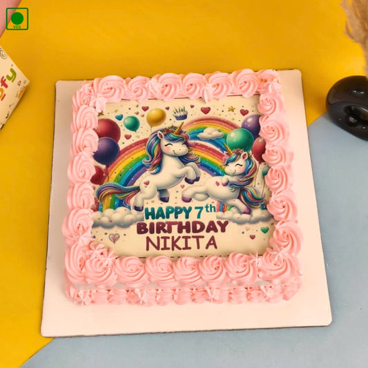 Unicorn Rainbow Photo Cake - Gurgaon & Delhi NCR | Cakofy