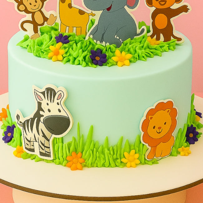 Animal Theme Edible Precut Cake