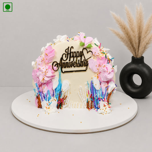 Upright Floral Anniversary Cake – Gurgaon, Delhi & Noida