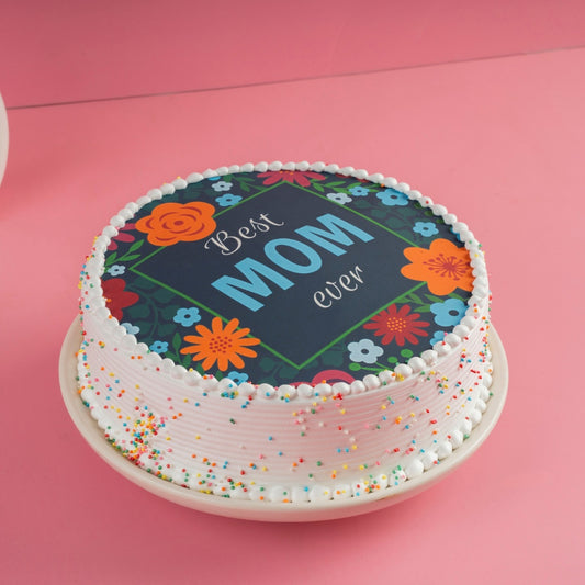 Best Mom Ever Blue Poster Cake