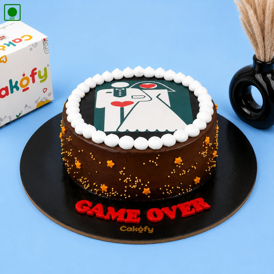 Wedding Game Over Theme Designer Cake – Gurgaon, Delhi & Noida
