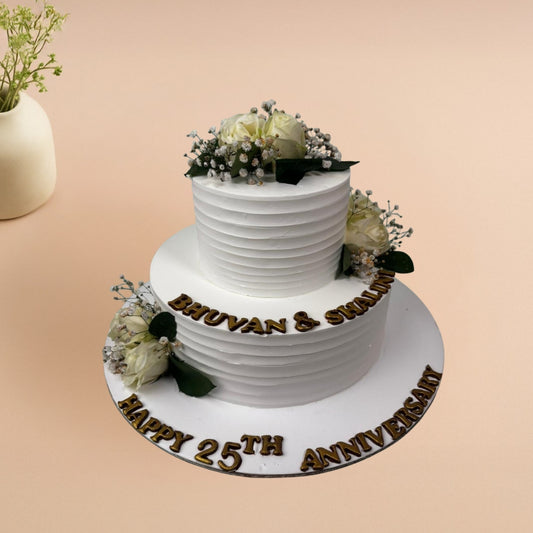 White Rose Love Theme Anniversary Cake - Gurgaon & Delhi NCR | Cakofy