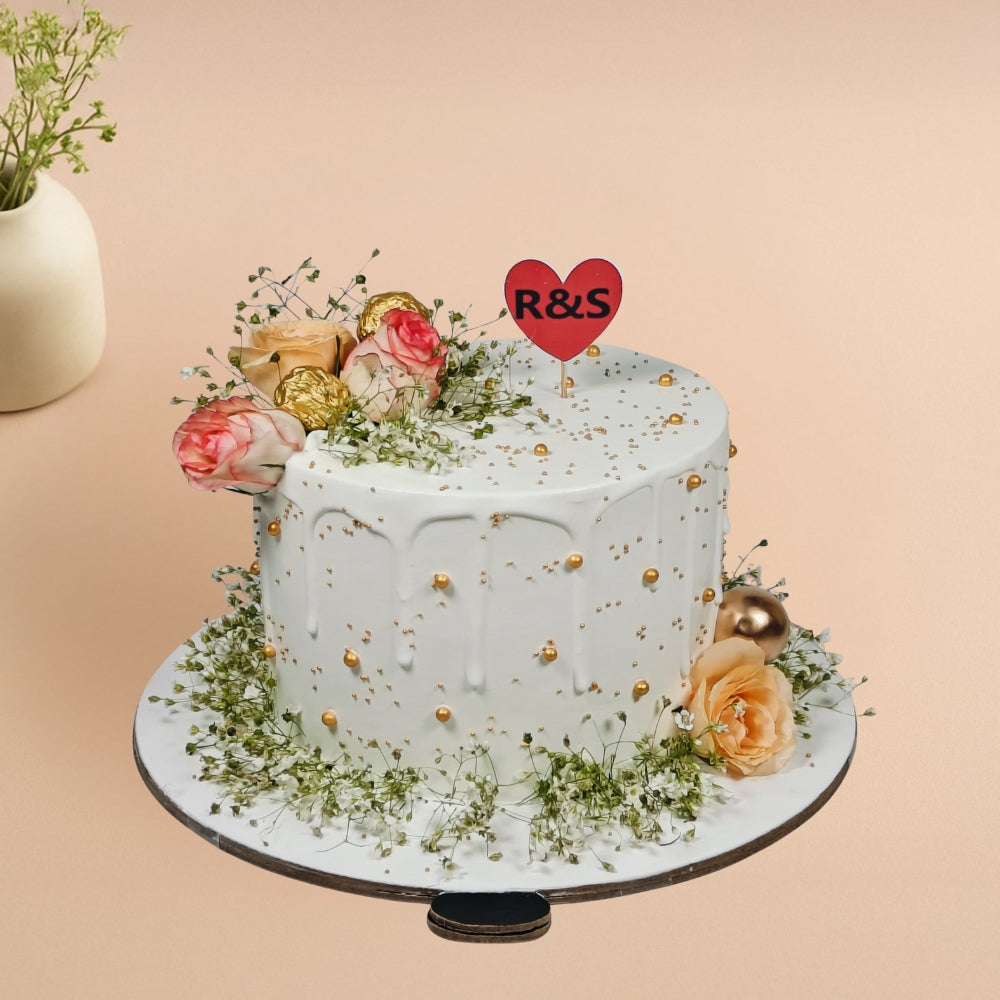 White Drip Anniversary Cake - Gurgaon & Delhi NCR | Cakofy