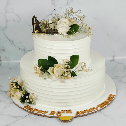 White Flower Anniversary Cake Gurgaon & Delhi NCR | Cakofy