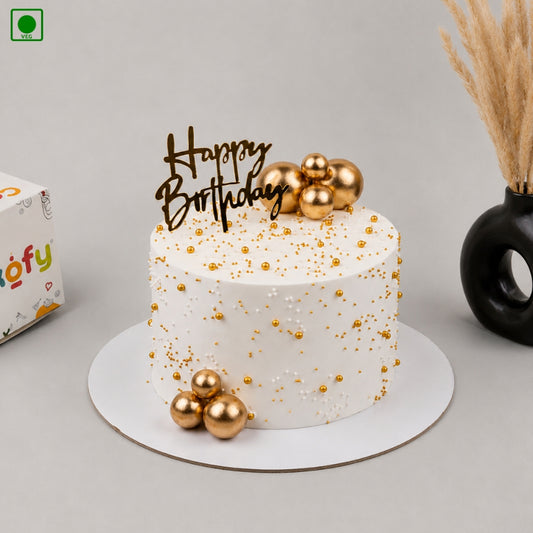 White & Gold Pearl Luxury Designer Cake - Gurgaon, Delhi & Noida