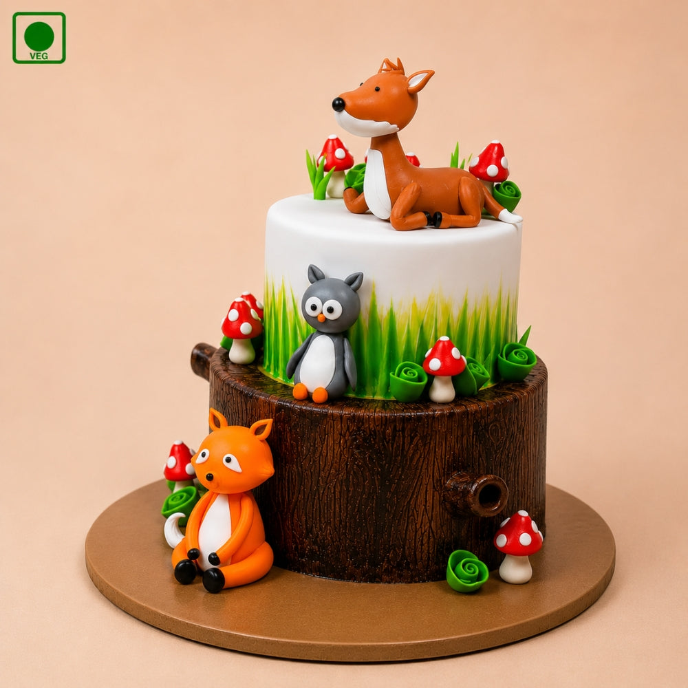  Woodland Animal Theme Cake - Gurgaon, Delhi & Noida