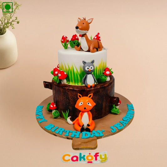 Woodland Animal Theme Designer Cake - Gurgaon & Delhi NCR | Cakofy