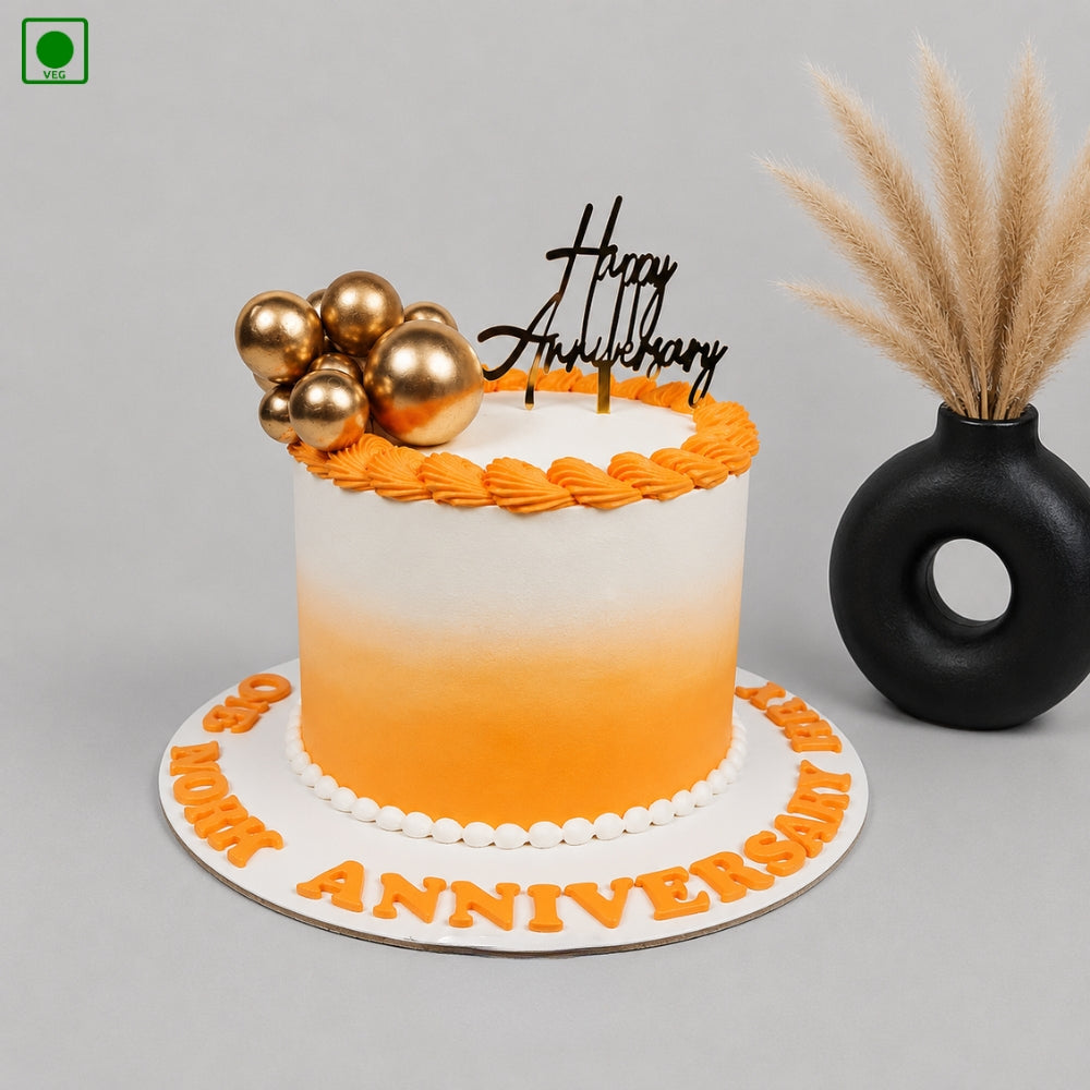Work Anniversary Light Orange Cake - Gurgaon, Delhi & Noida