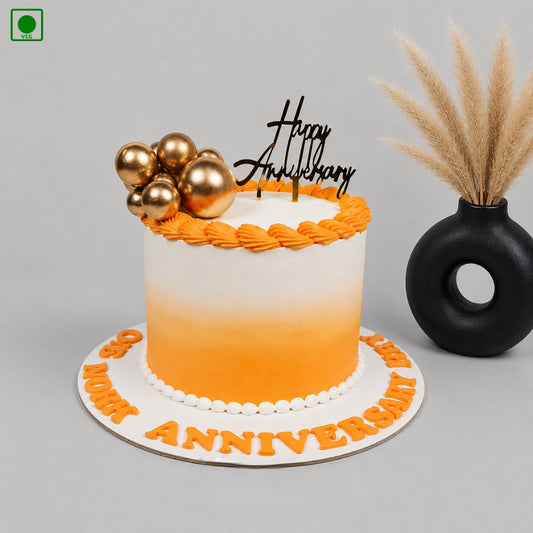 Work Anniversary Light Orange Cake - Gurgaon, Delhi & Noida