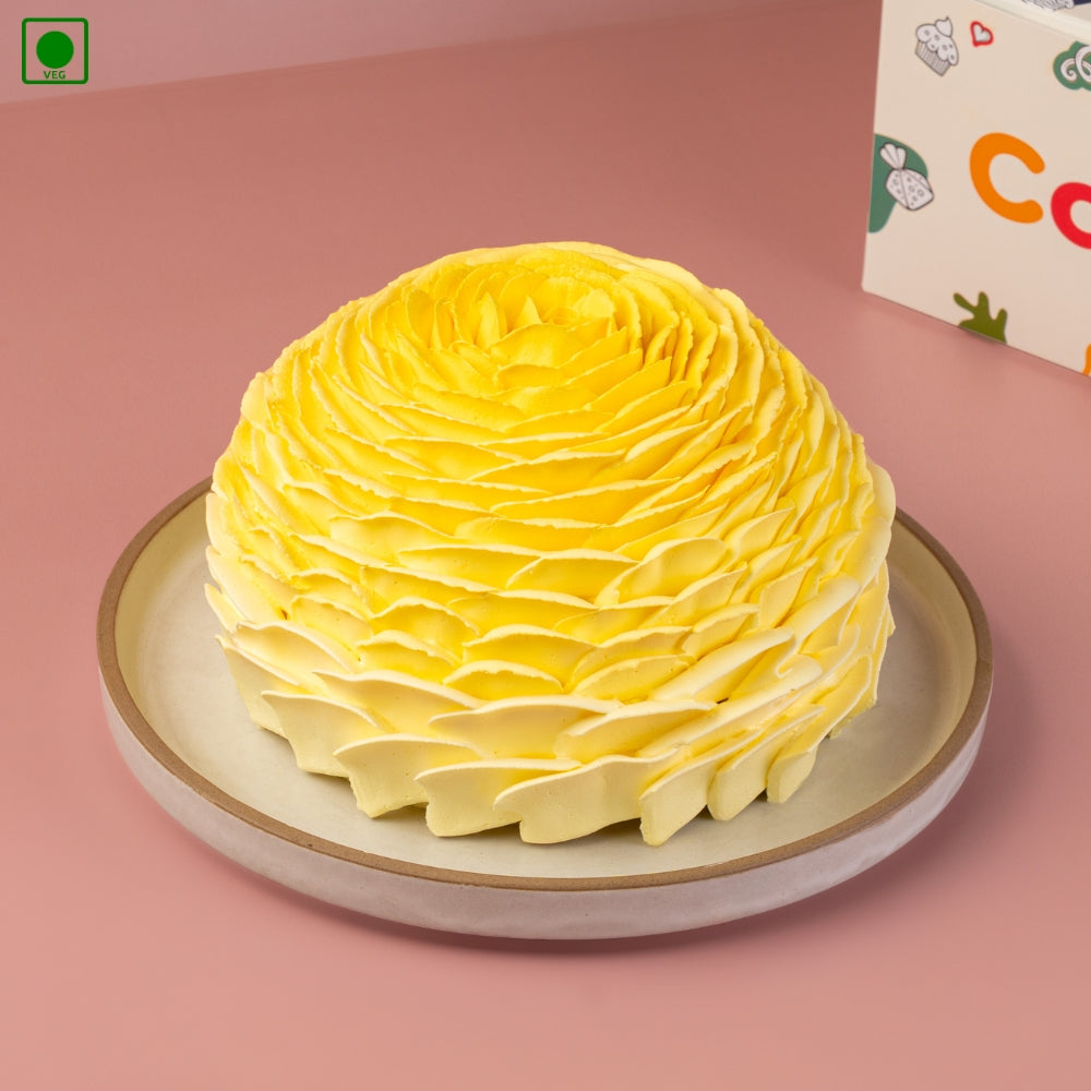 Yellow Rosette Designer Cake – Gurgaon & Delhi NCR | Cakofy