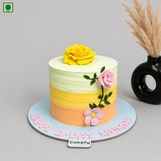 Yellow Flower Designer Cake - Gurgaon, Delhi & Noida